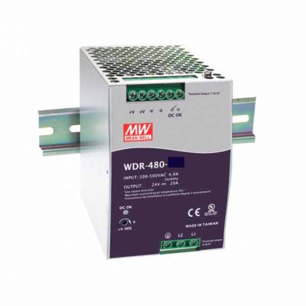 MEAN WELL WDR 480 24 DIN Rail 480W 24V 20A Wide Input Power Supply